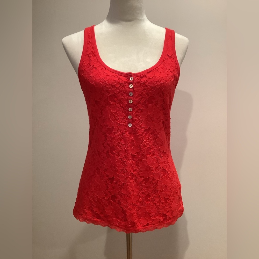 H&M Red Fitted Sleeveless Tank Top Size S
